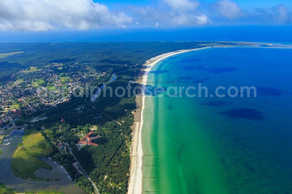 Aerial photograph Prerow - Coastline on the sandy beach of Baltic Sea in Prerow in the state , Germany