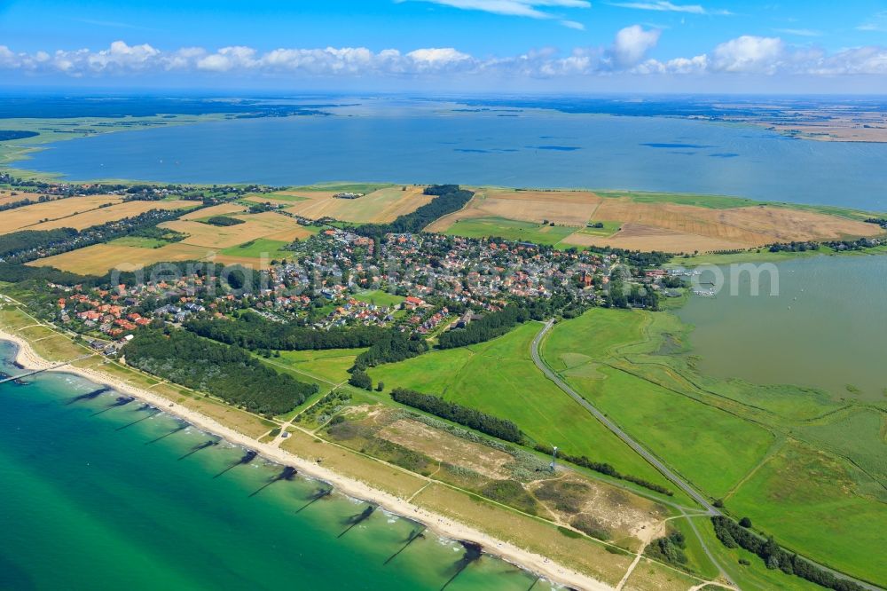 Wustrow from above - Coastline on the sandy beach of Baltic Sea in Wustrow in the state Mecklenburg - Western Pomerania, Germany