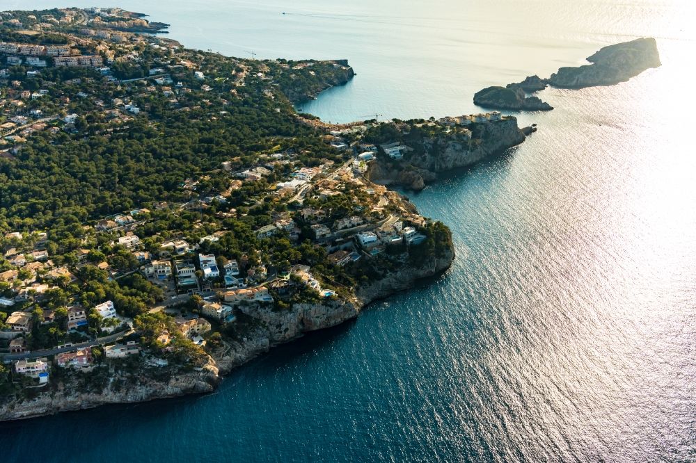 Aerial photograph Santa Ponca - Coastline at the rocky cliffs of of Balearic Sea in Santa Ponca in Balearic Islands, Spain