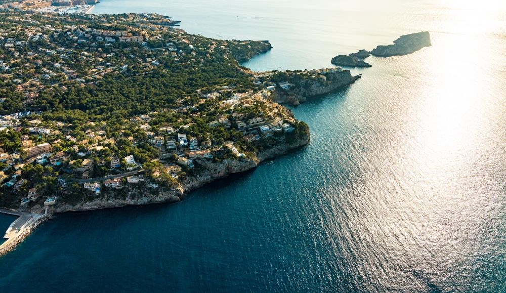 Santa Ponca from above - Coastline at the rocky cliffs of of Balearic Sea in Santa Ponca in Balearic Islands, Spain