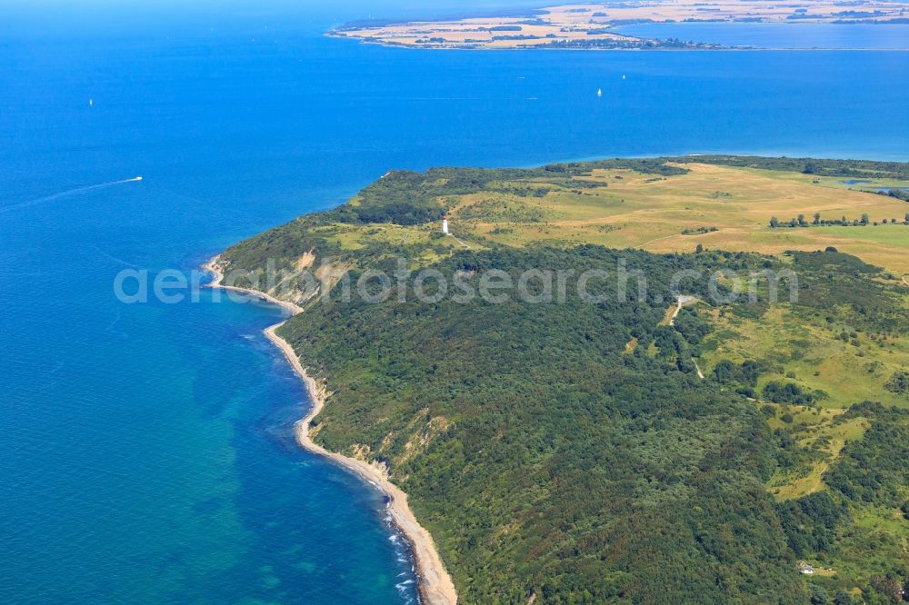 Insel Hiddensee from above - Coastline at the rocky cliffs of of Baltic Sea in the district Dornbusch in Insel Hiddensee in the state Mecklenburg - Western Pomerania, Germany