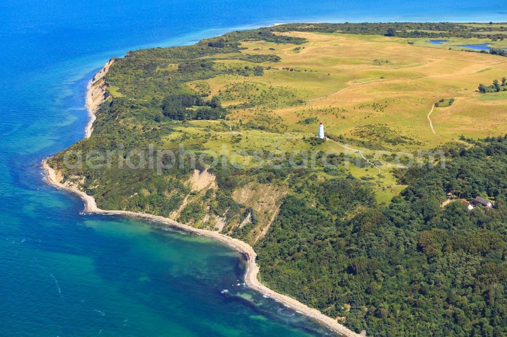 Aerial photograph Insel Hiddensee - Coastline at the rocky cliffs of of Baltic Sea in the district Dornbusch in Insel Hiddensee in the state Mecklenburg - Western Pomerania, Germany