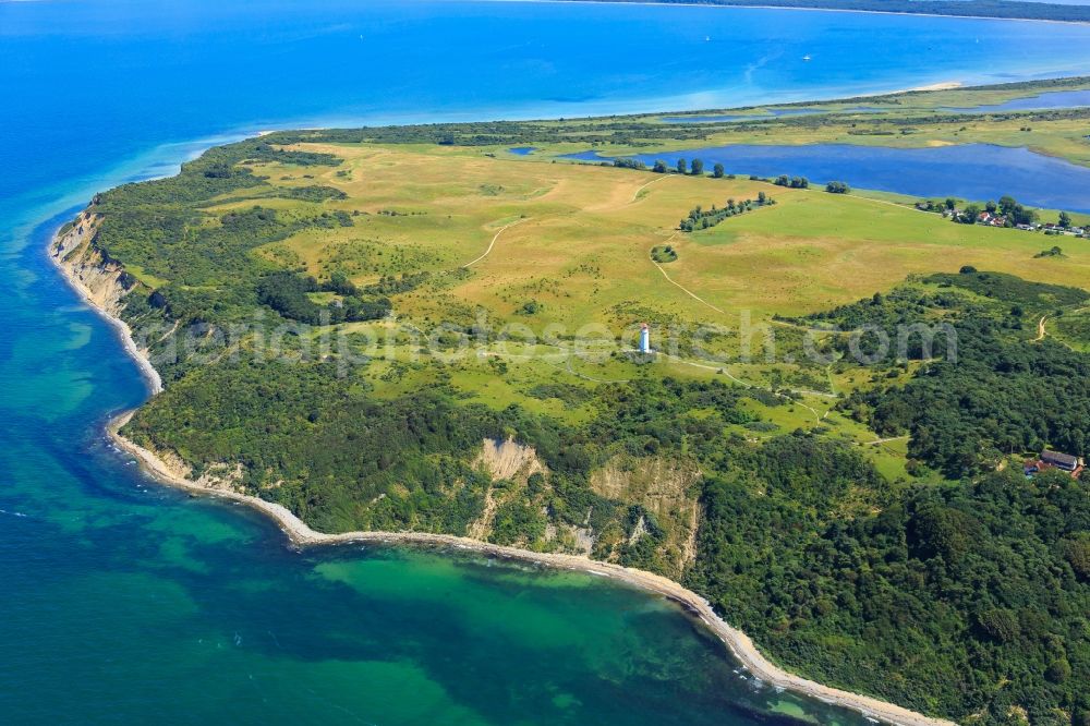 Insel Hiddensee from above - Coastline at the rocky cliffs of of Baltic Sea in the district Dornbusch in Insel Hiddensee in the state Mecklenburg - Western Pomerania, Germany