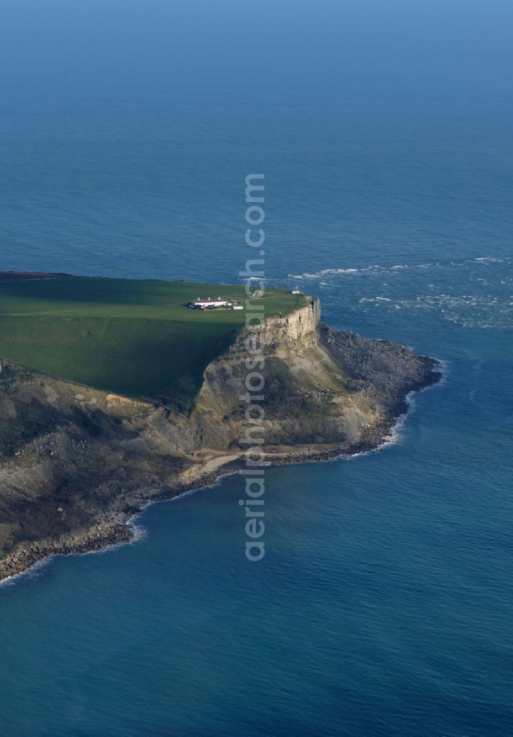 Aerial image Worth Matravers - Coastline at the rocky cliffs of of English Channel St Aldheim's Head in Worth Matravers in England, United Kingdom