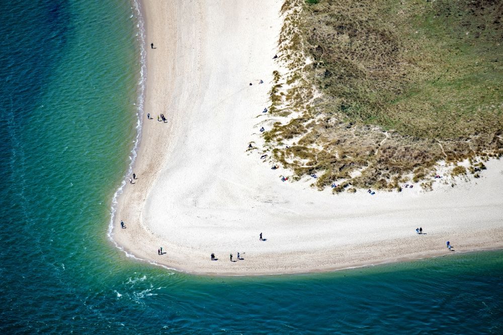 Aerial photograph List - Coastal landscape at Sylter Ellenbogen in List in the state Schleswig-Holstein, Germany