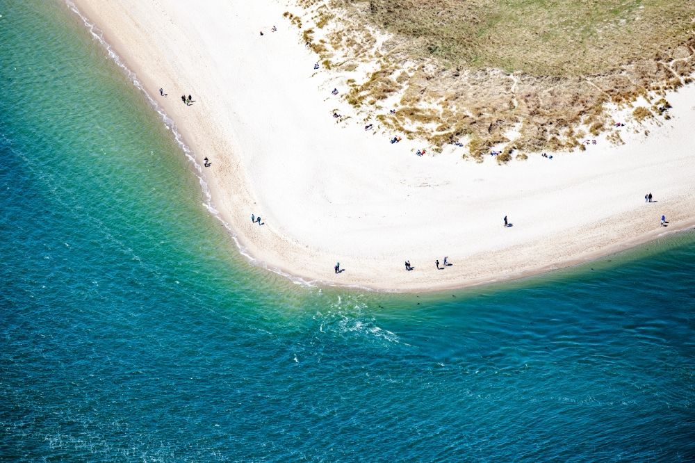 List from the bird's eye view: Coastal landscape at Sylter Ellenbogen in List in the state Schleswig-Holstein, Germany