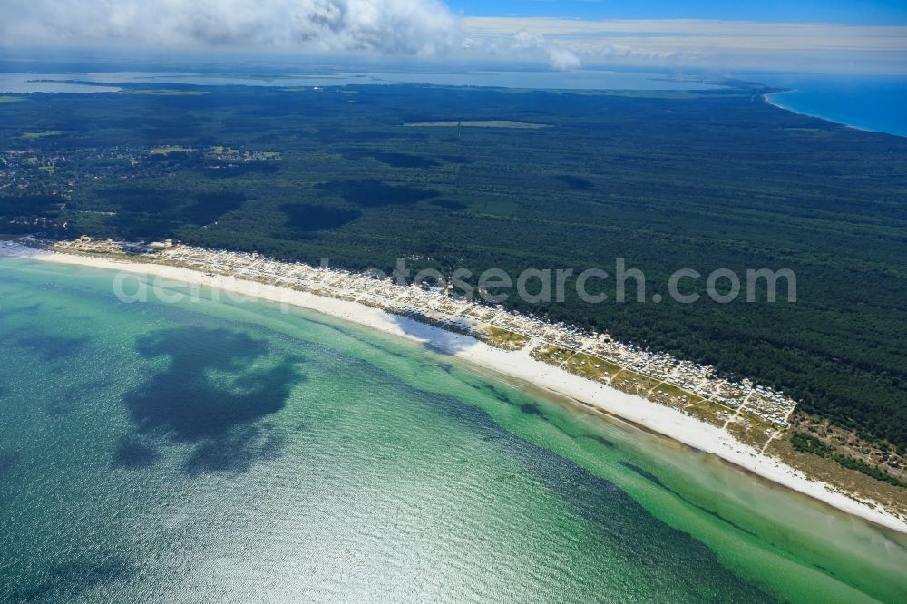 Aerial photograph Prerow - Coastline on the sandy beach of Baltic Sea in Prerow in the state , Germany