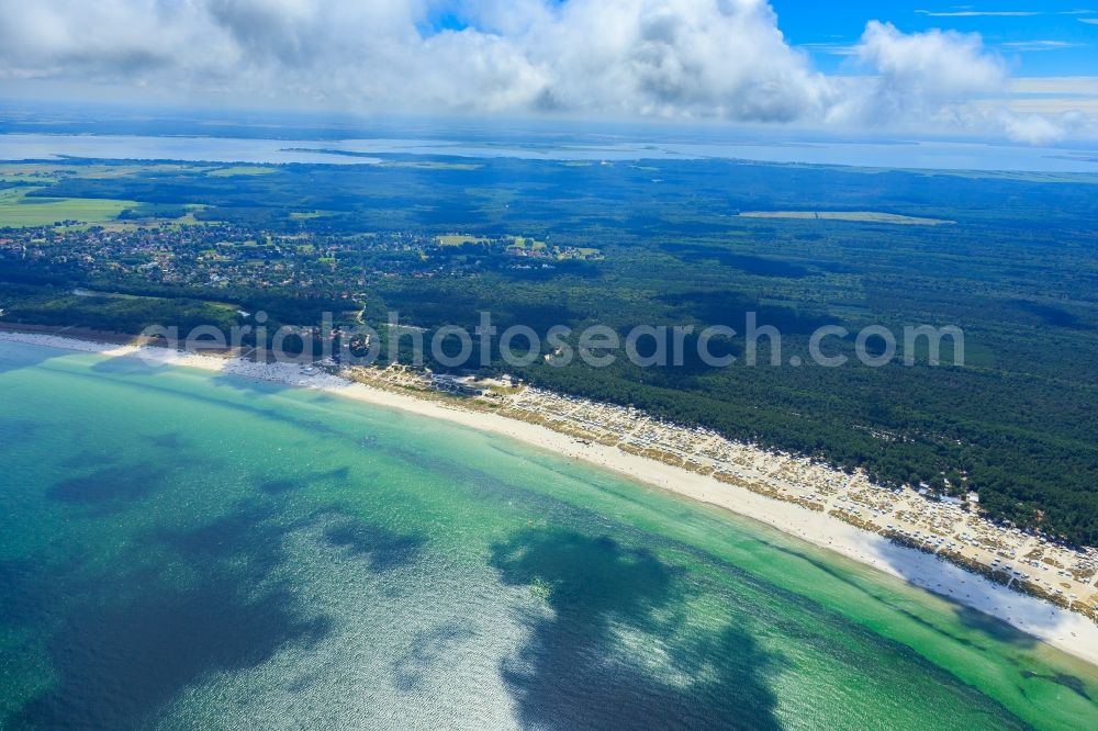 Prerow from above - Coastline on the sandy beach of Baltic Sea in Prerow in the state , Germany