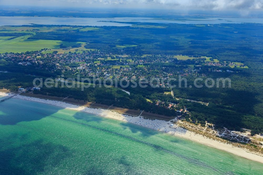 Aerial image Prerow - Coastline on the sandy beach of Baltic Sea in Prerow in the state , Germany