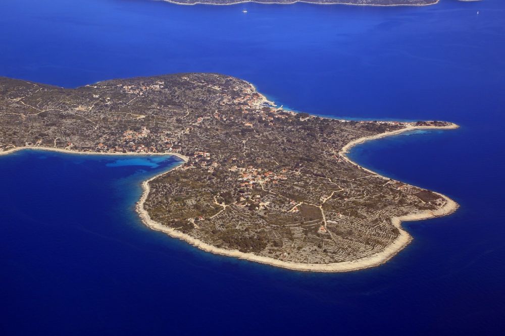 Drvenik Mali from above - Coastal area Adriatic Sea - Island in Drvenik Mali in Splitsko-dalmatinska zupanija, Croatia