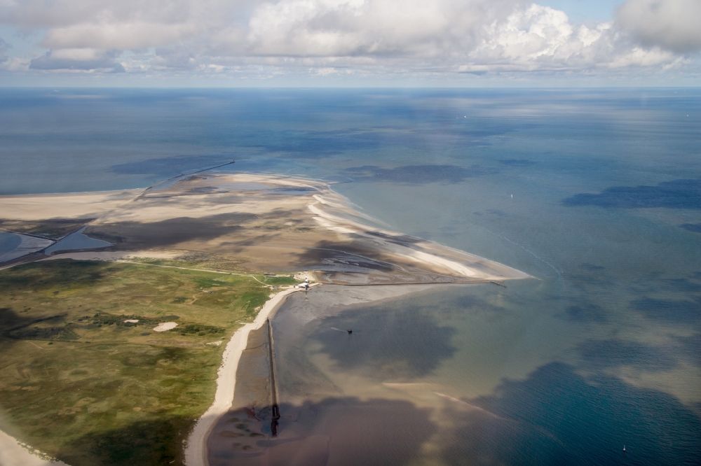Wangerland from the bird's eye view: Coastal area of the Insel Minsener Oog - Island in Wangerland in the state Lower Saxony, Germany