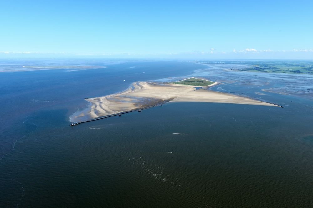Aerial image Wangerland - Coastal area of the Minsener Oog North Sea - Island in Wangerland in the state Lower Saxony