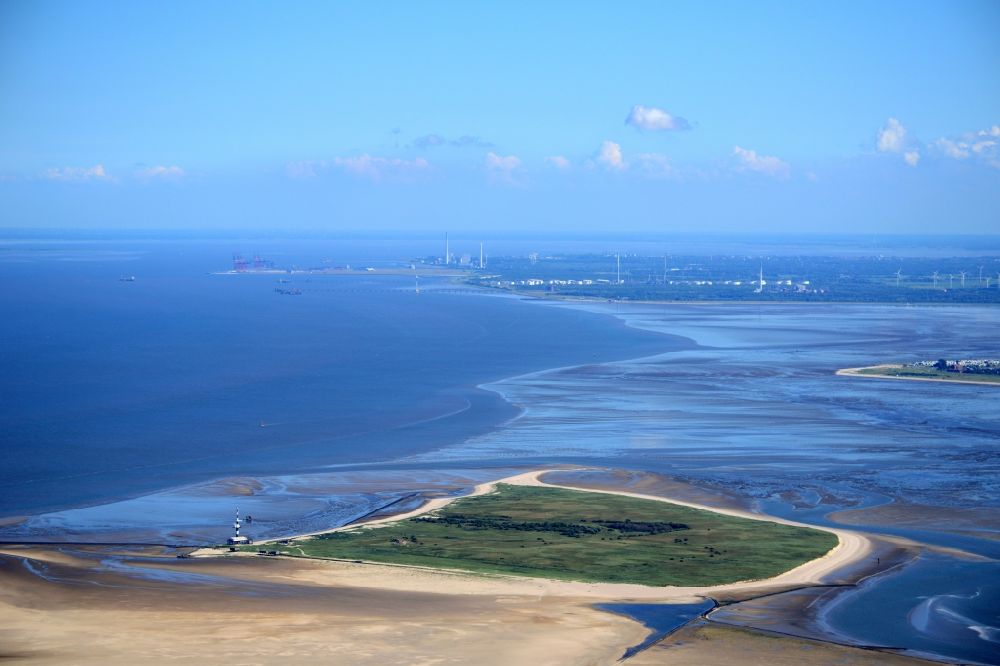 Aerial photograph Wangerland - Coastal area of the Minsener Oog North Sea - Island in Wangerland in the state Lower Saxony