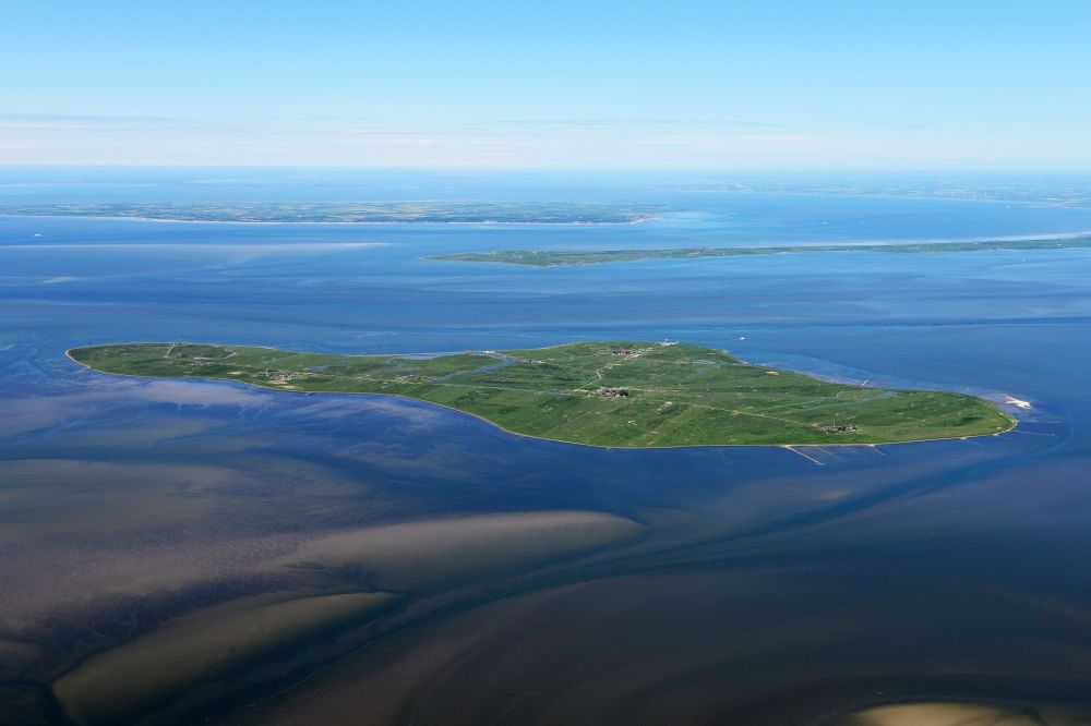 Aerial image Hooge - Coastal area of the North Sea Halligen - Island in Hooge in the state Schleswig-Holstein