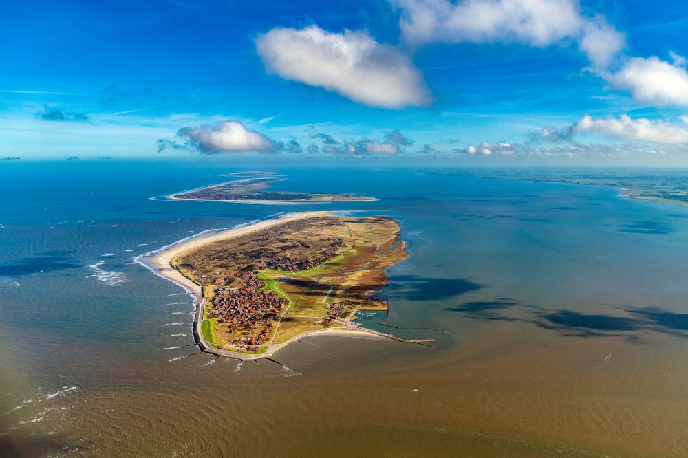 Baltrum from above - Coastal area North Sea - Island in Baltrum East Frisian Islands in the state Lower Saxony, Germany