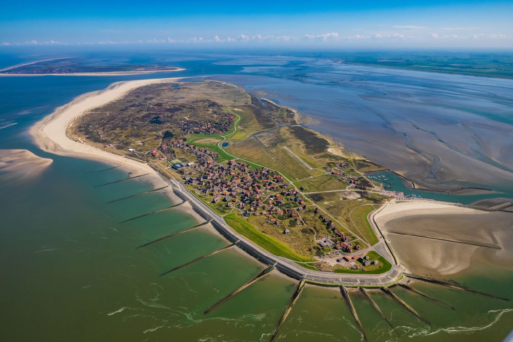 Aerial image Baltrum - Coastal area North Sea - Island in Baltrum East Frisian Islands in the state Lower Saxony, Germany