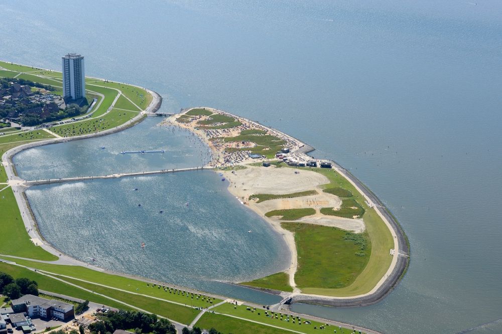Büsum from the bird's eye view: Coastal area of the North Sea - Island in Buesum in the state Schleswig-Holstein