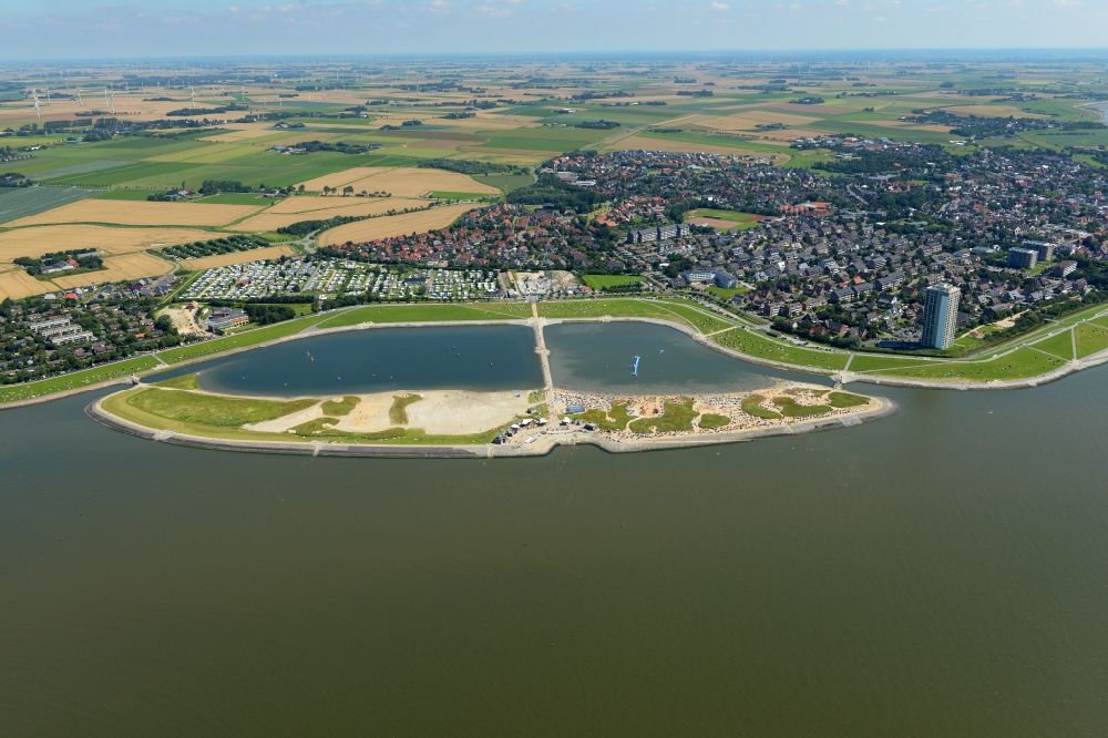 Aerial image Büsum - Coastal area of the North Sea - Island in Buesum in the state Schleswig-Holstein
