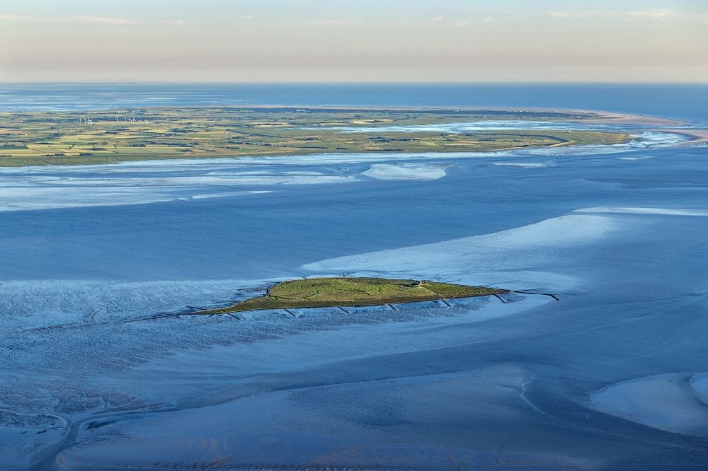 Hallig Südfall from above - Coastal area of North Sea - Island in Hallig Suedfall in the state Schleswig-Holstein, Germany