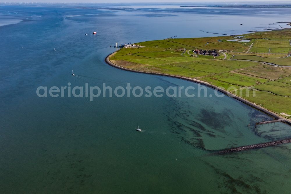 Hooge from above - Coastal area of the North Sea - Island Hooge in the state Schleswig-Holstein