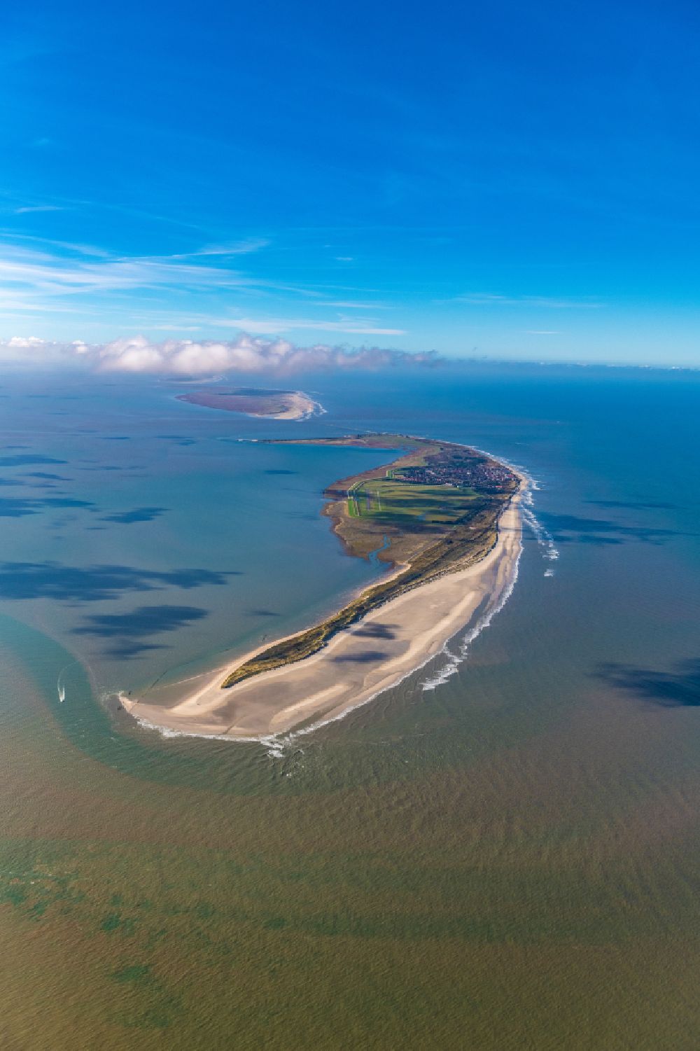 Wangerooge from above - Coastal area the North Sea island - Island in the district Westen in Wangerooge in the state Lower Saxony, Germany