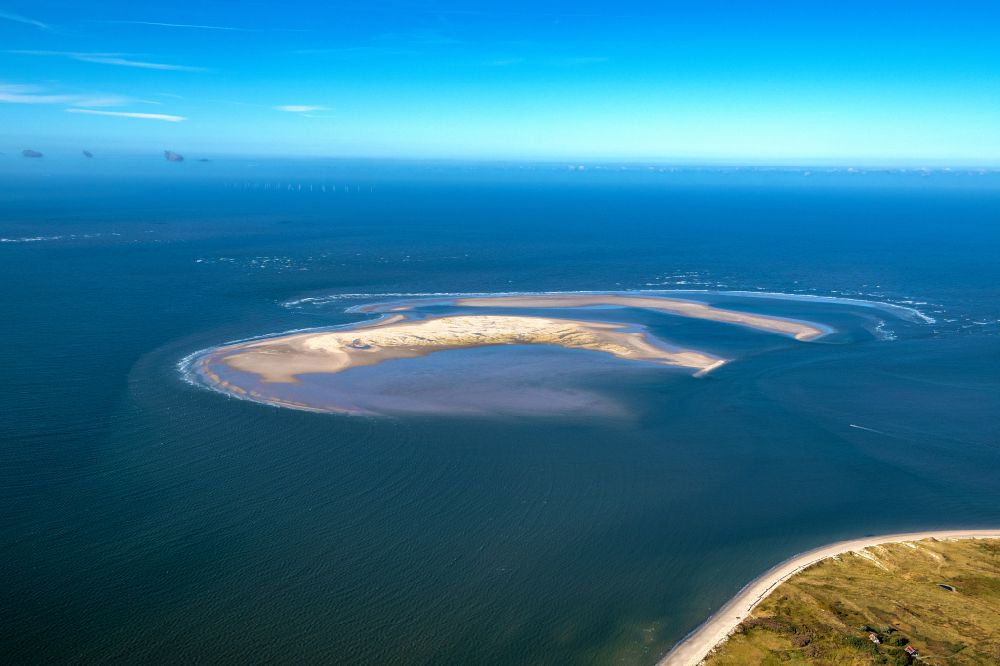 Aerial image Juist - Coastal area of North Sea - Island Kachelotplate in Juist in the state Lower Saxony, Germany