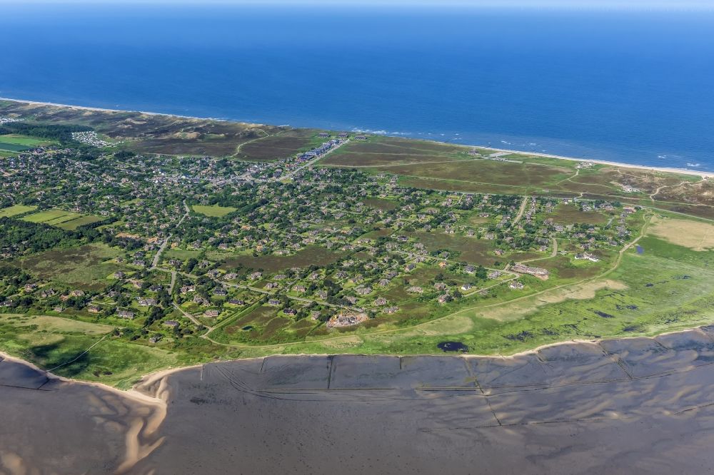 Aerial photograph Kampen (Sylt) - Coastal area of the North Sea - Island in Kampen (Sylt) in the state Schleswig-Holstein