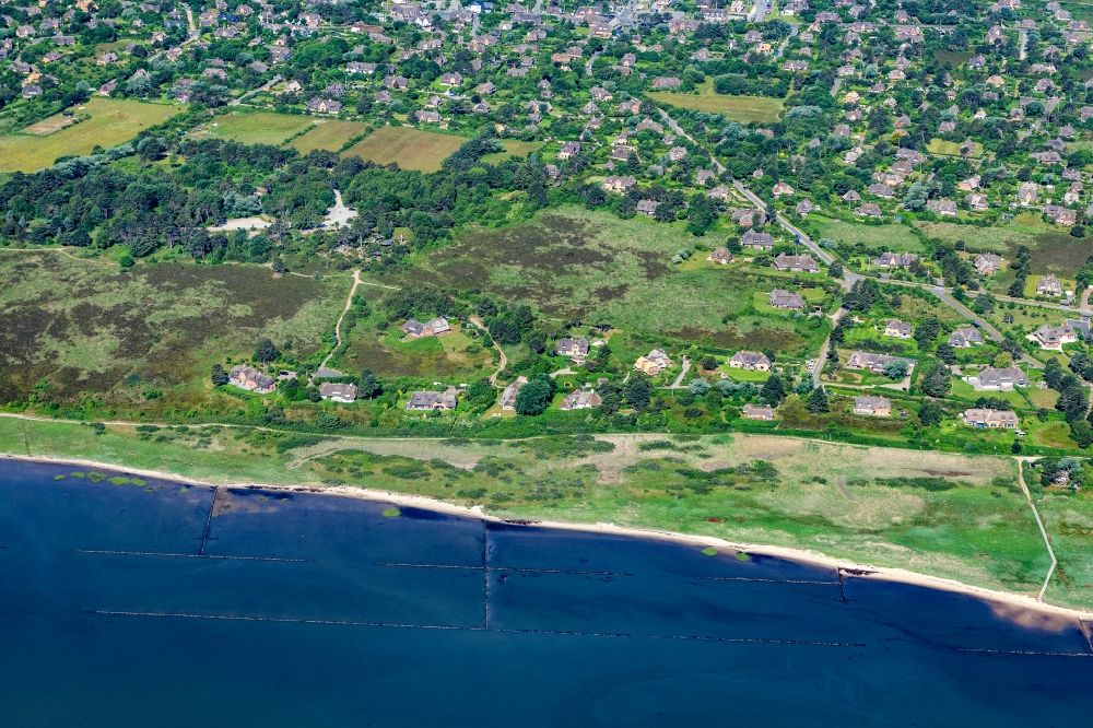 Aerial photograph Kampen (Sylt) - Coastal area of the North Sea - Island in Kampen (Sylt) in the state Schleswig-Holstein