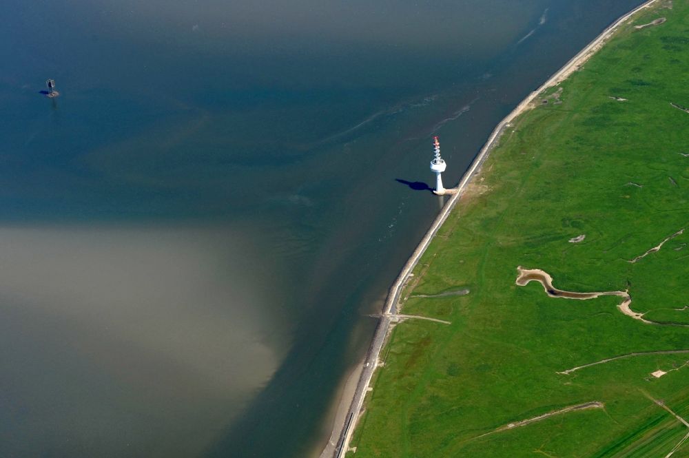 Insel Neuwerk from above - Coastal area of North Sea - Island in Insel Neuwerk in the state Lower Saxony, Germany