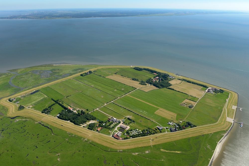 Aerial photograph Insel Neuwerk - Coastal area of North Sea - Island in Insel Neuwerk in the state Lower Saxony, Germany