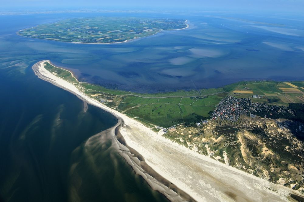 Aerial image Norddorf - Coastal area of the Nordsee - Island in Norddorf in the state Schleswig-Holstein