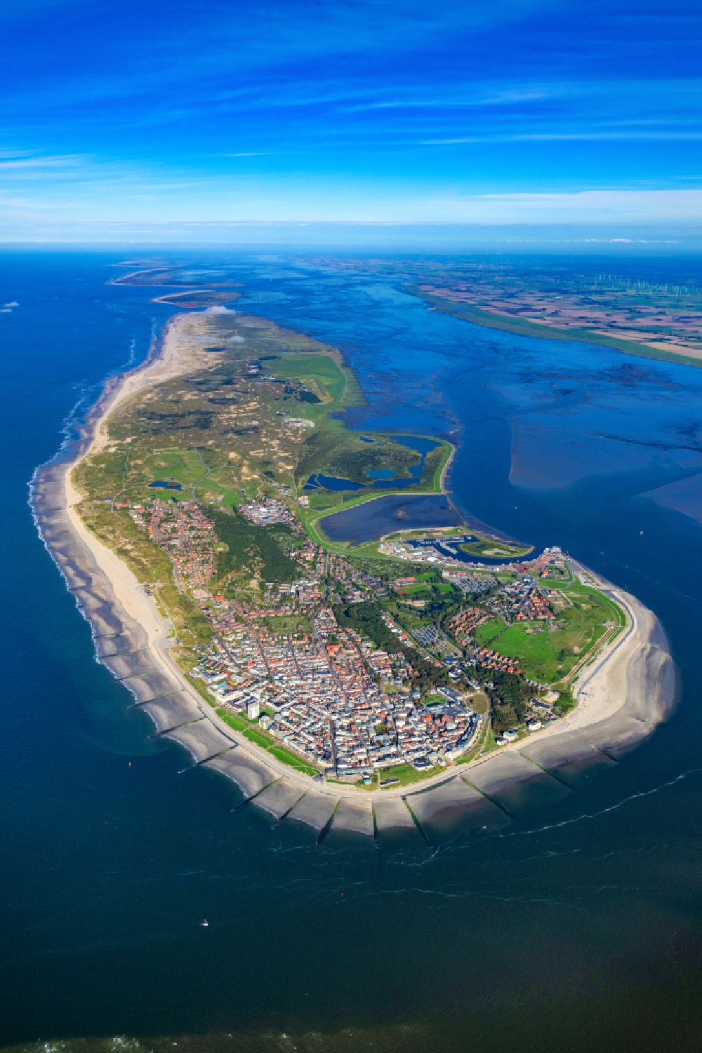 Aerial image Norderney - Coastal area of North Sea - Island in Norderney in the state Lower Saxony, Germany