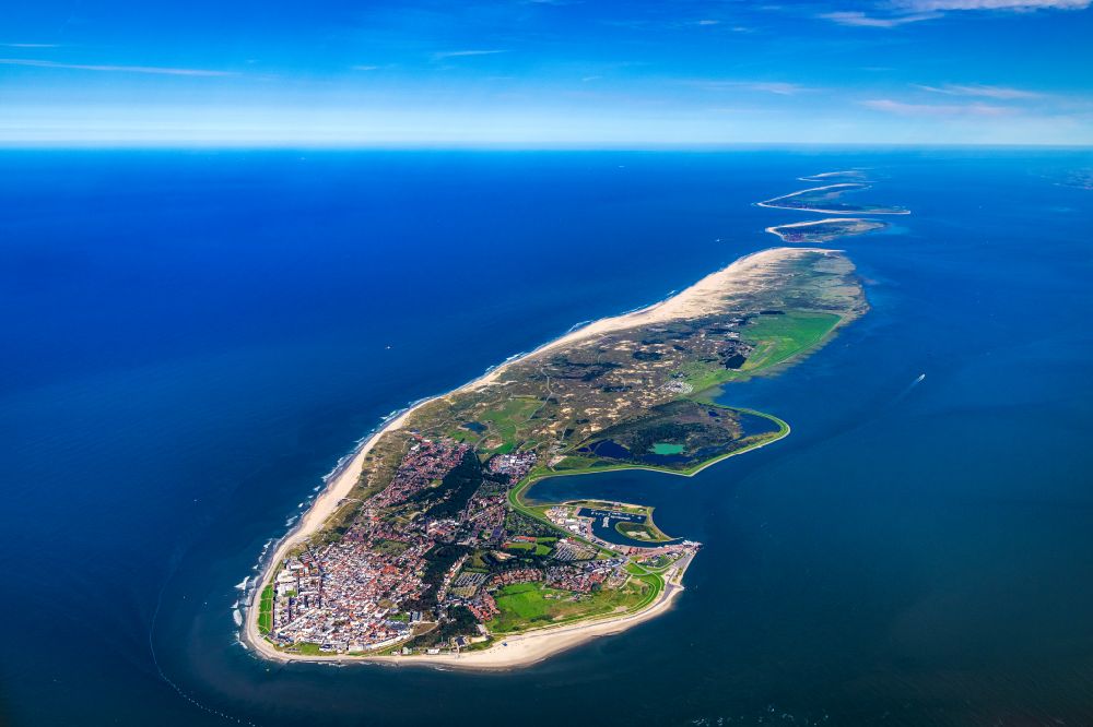 Norderney from above - Coastal area of North Sea - Island in Norderney in the state Lower Saxony, Germany