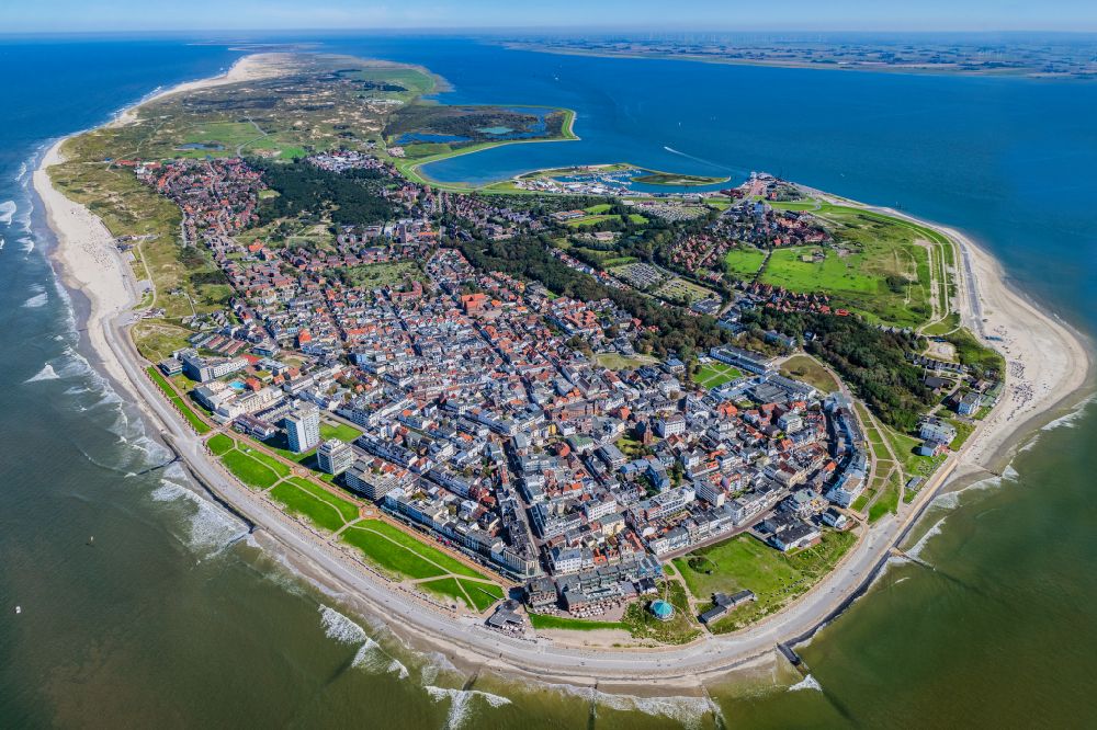 Aerial photograph Norderney - Coastal area of North Sea - Island in Norderney in the state Lower Saxony, Germany