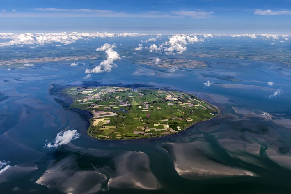 Aerial photograph Pellworm - Coastal area of the North Sea - Island in Pellworm in the state Schleswig-Holstein