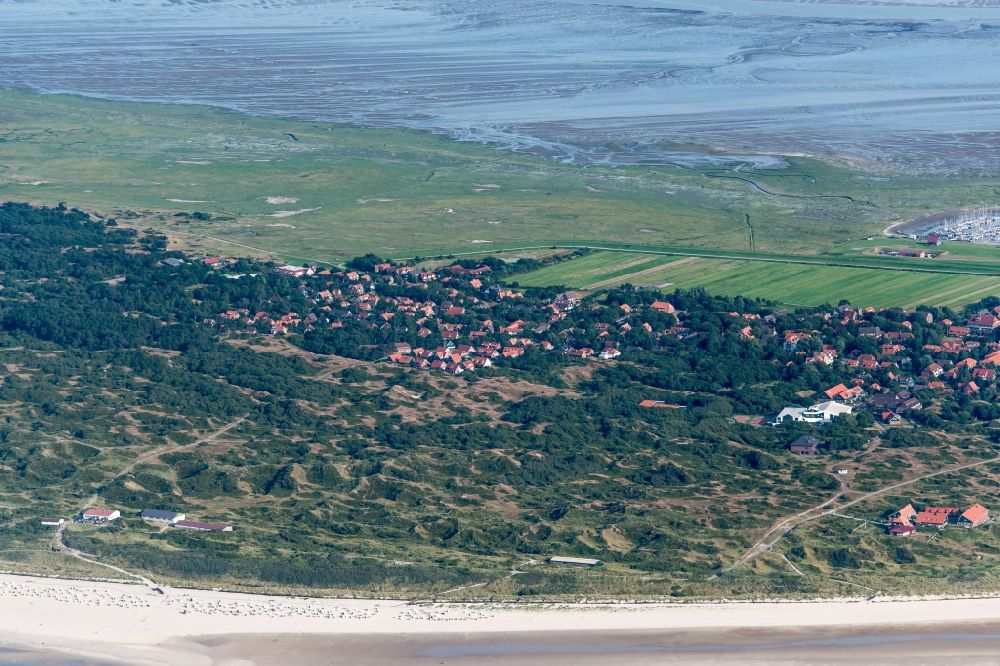 Spiekeroog from the bird's eye view: Coastal area of the North Sea - Island in Spiekeroog in the state Lower Saxony