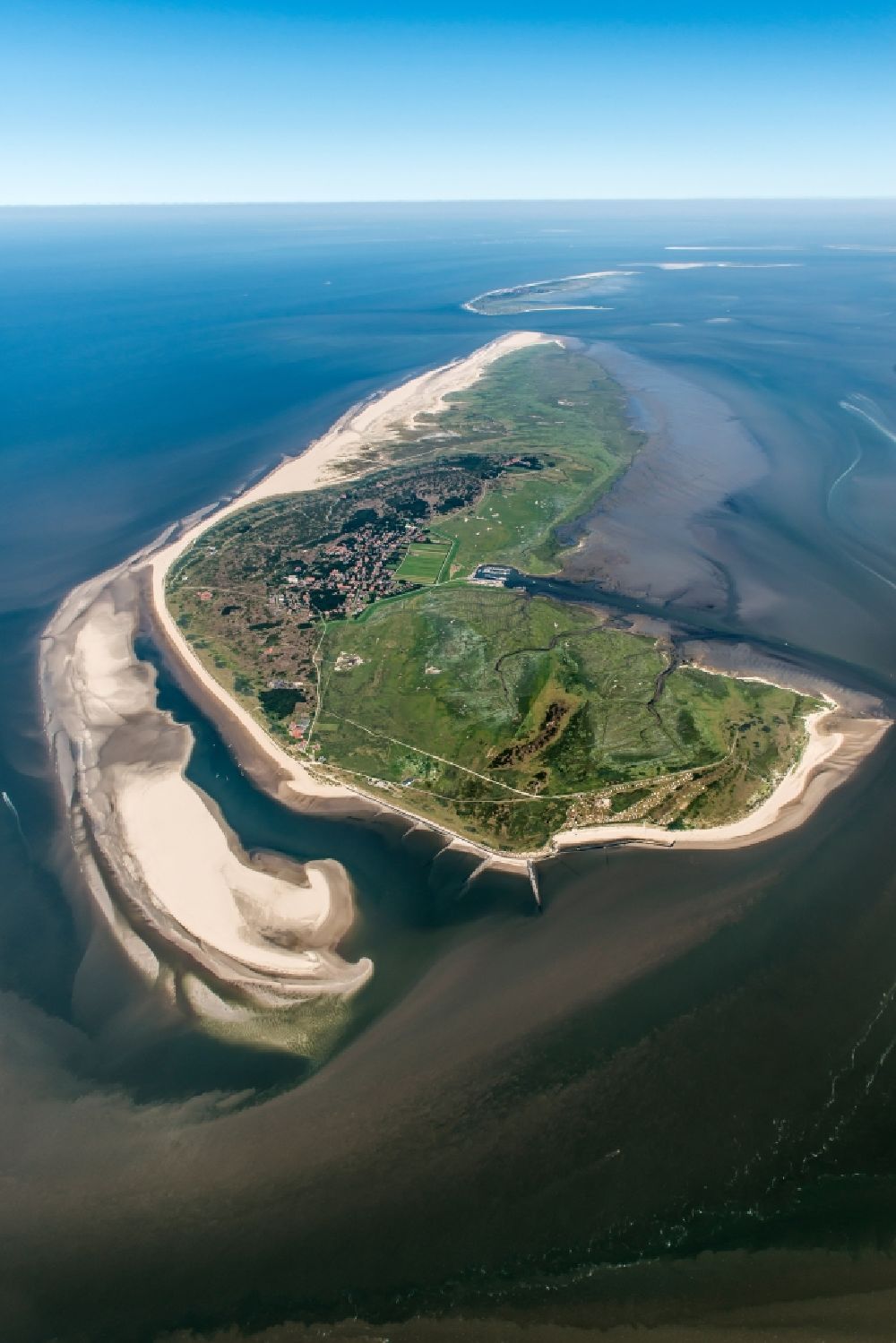 Aerial image Spiekeroog - Coastal area of the North Sea - Island in Spiekeroog in the state Lower Saxony