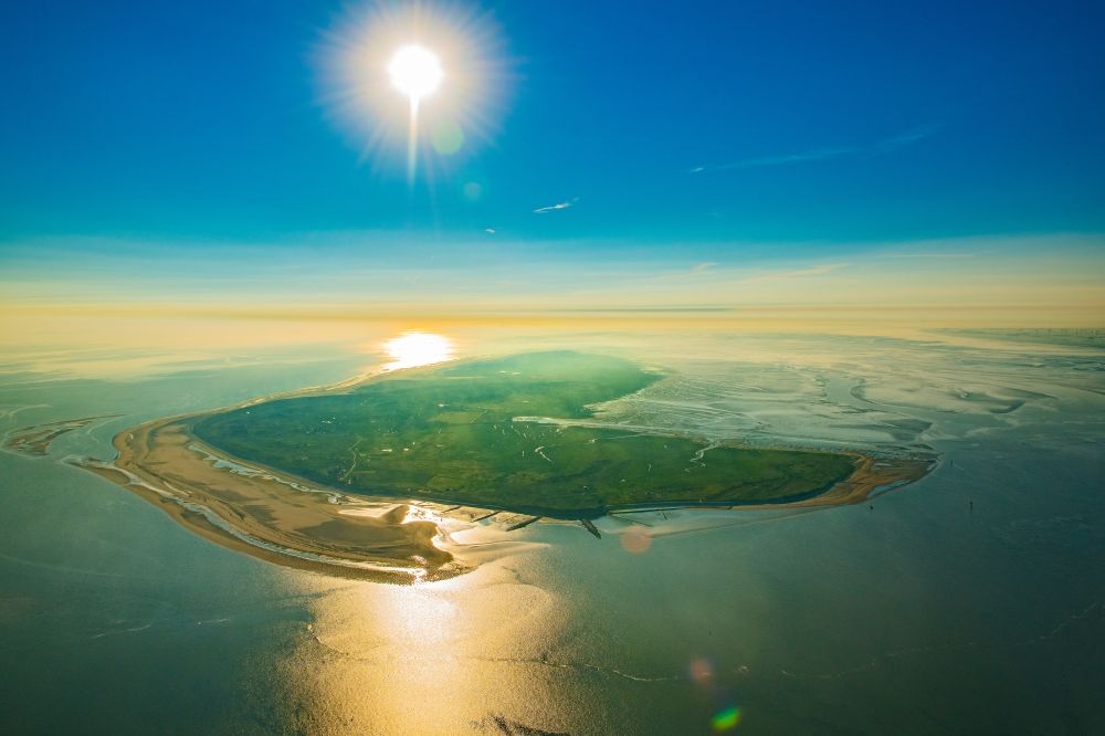 Spiekeroog from above - Coastal area of the North Sea - Island in Spiekeroog at the firtst light,in the state Lower Saxony