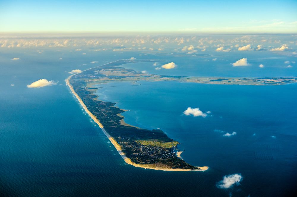 Aerial image Hörnum (Sylt) - Coastal area of a??a??the North Sea island of Sylt in the district Hoernum at sunset on the island of Sylt in the state Schleswig-Holstein, Germany