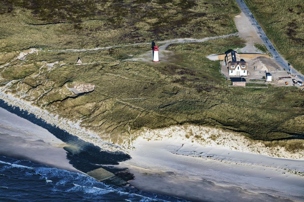 List from the bird's eye view: Coastal area of the North Sea - Island Sylt city List lighthouse in the state Schleswig-Holstein