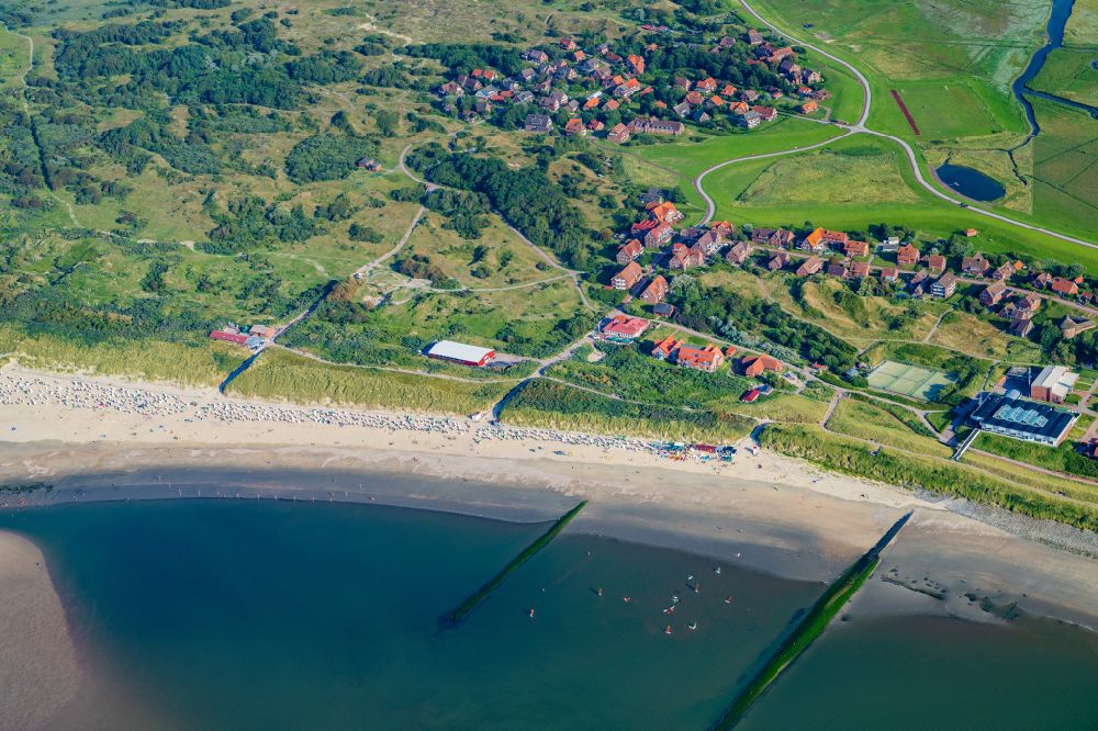 Baltrum from above - Coastal area North Sea - Island in Baltrum of the East Frisian Islands in the state Lower Saxony, Germany