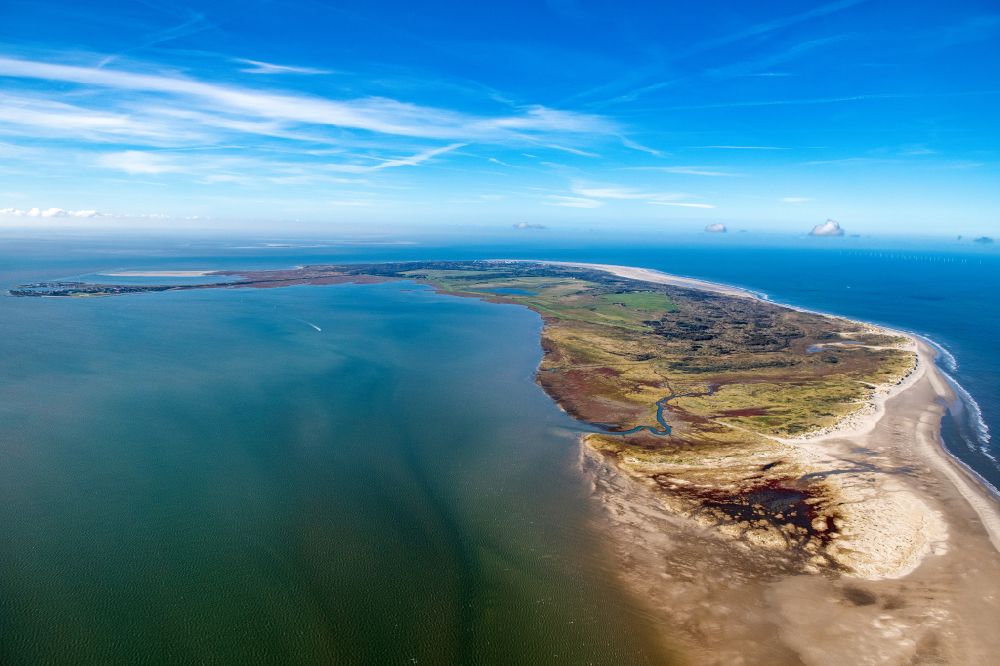Borkum from above - Coastal area the North Sea island - Island in Borkum in the state Lower Saxony, Germany