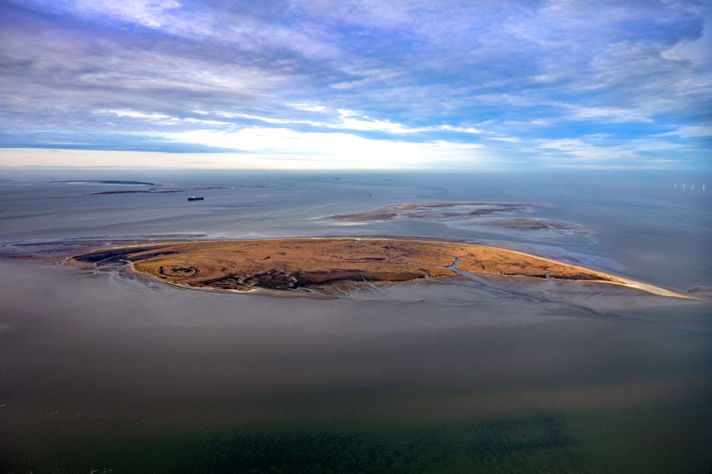 Aerial image Butjadingen - Coastal area the North Sea island of Mellum - Island in Butjadingen in the state Lower Saxony, Germany