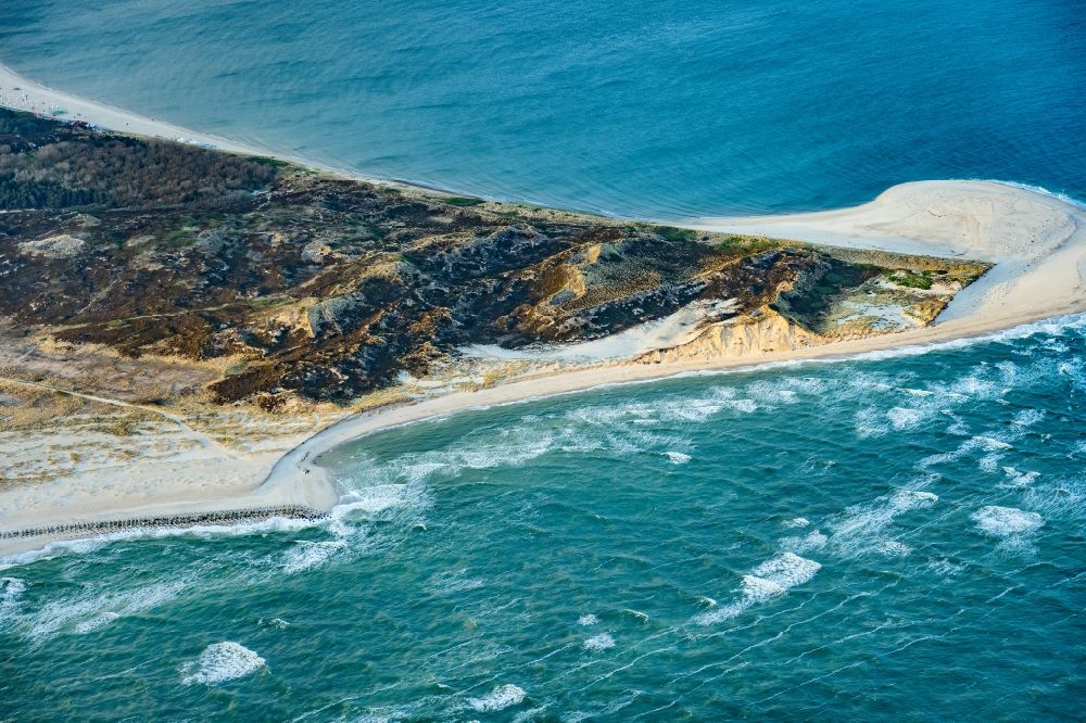 Hörnum (Sylt) from above - Coastal area and Odde of the North Sea island of Sylt in Hoernum in the state of Schleswig-Holstein
