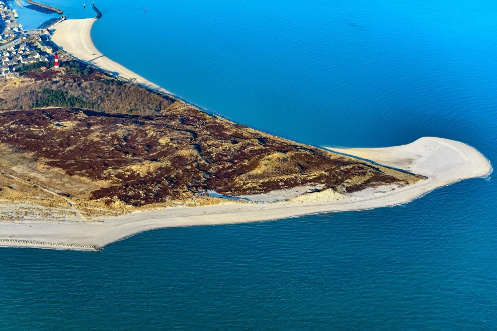 Aerial photograph Hörnum (Sylt) - Coastal area and Odde of the North Sea island of Sylt in Hoernum in the state of Schleswig-Holstein
