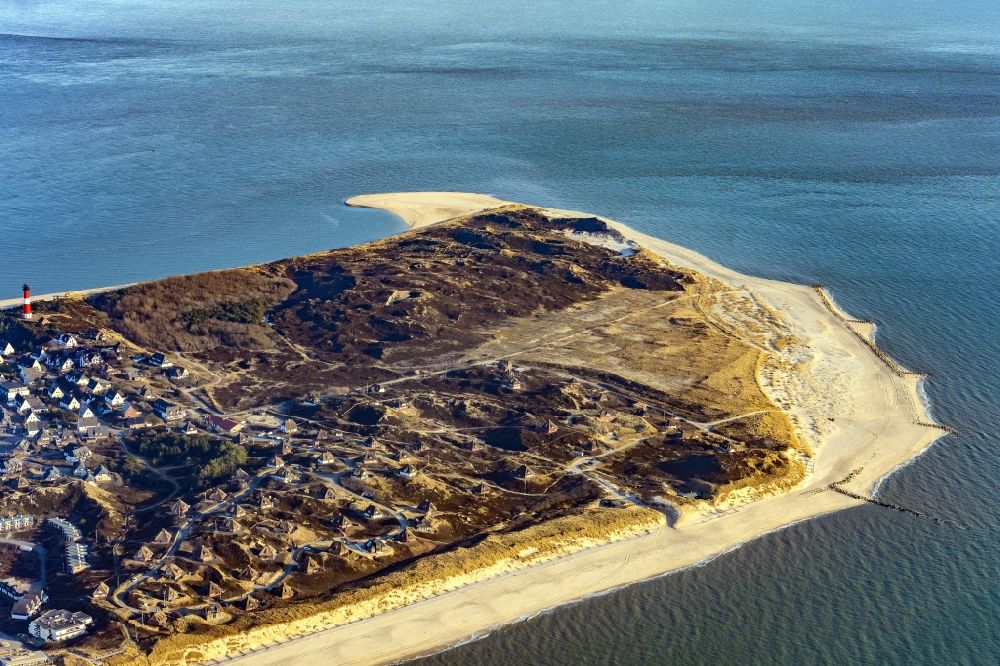 Hörnum (Sylt) from above - Coastal area and Odde of the North Sea island of Sylt in Hoernum in the state of Schleswig-Holstein