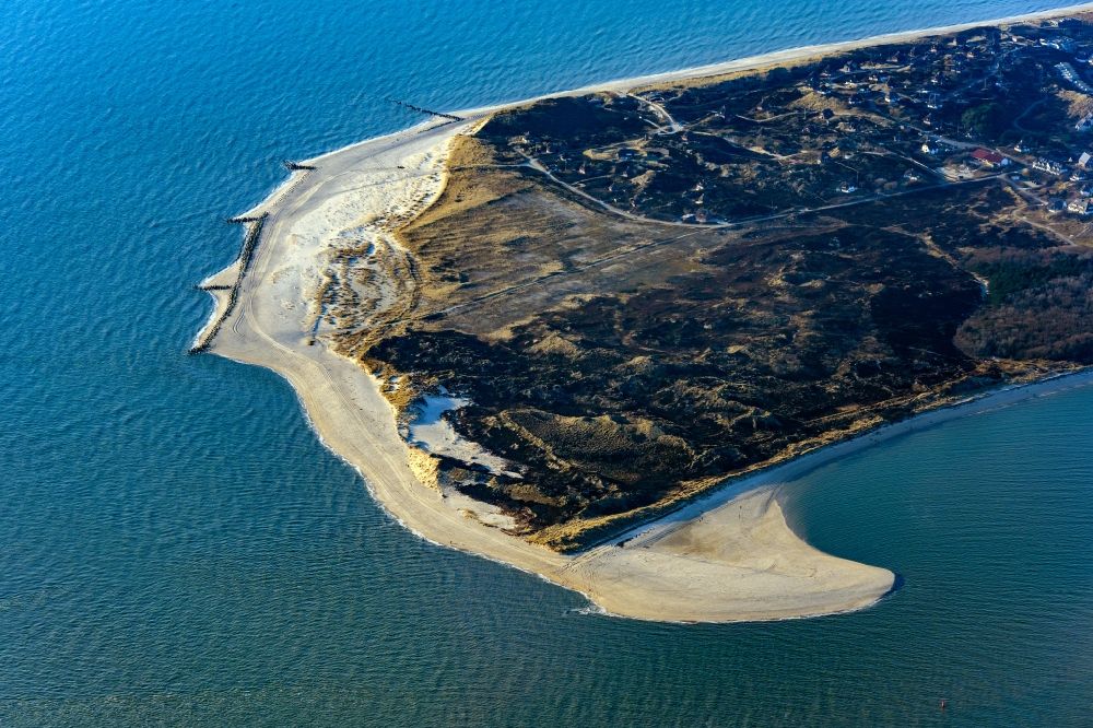 Aerial image Hörnum (Sylt) - Coastal area and Odde of the North Sea island of Sylt in Hoernum in the state of Schleswig-Holstein