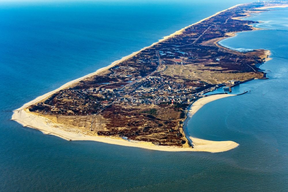 Aerial photograph Hörnum (Sylt) - Coastal area and Odde of the North Sea island of Sylt in Hoernum in the state of Schleswig-Holstein