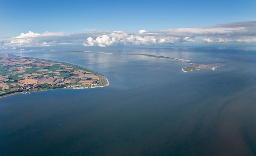 Aerial image Wangerland - Coastal area of the Ostfriesischen Island in Wangerland in the state Lower Saxony, Germany