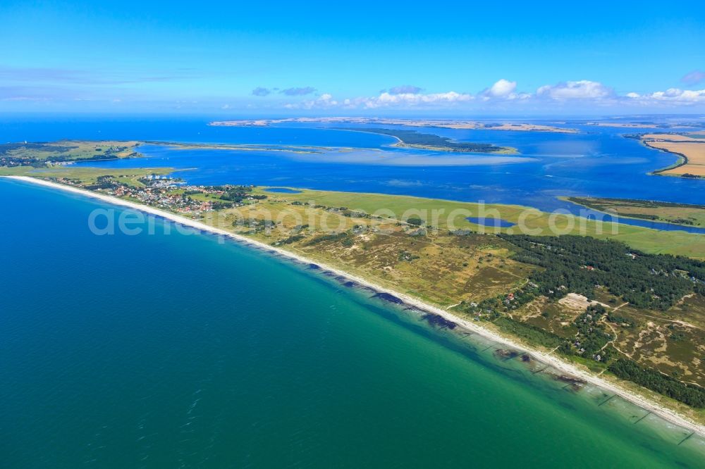 Insel Hiddensee from above - Coastal area of the Baltic Sea - Island Insel Hiddensee in the state Mecklenburg - Western Pomerania, Germany
